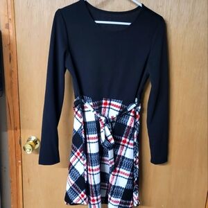 Girl's Plaid Dress with Tie
